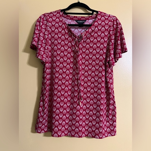 Liz Claiborne Tops - Liz Claiborne Fuchsia Short-Sleeve Tie-Front Blouse